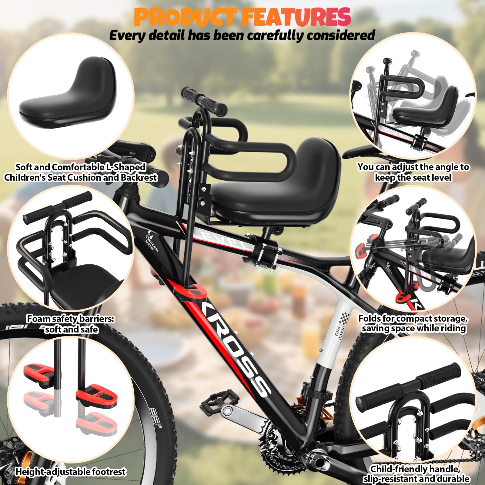 Amazon.com : XIEEIX Child Bike Seat, Portable Retractable Foldable